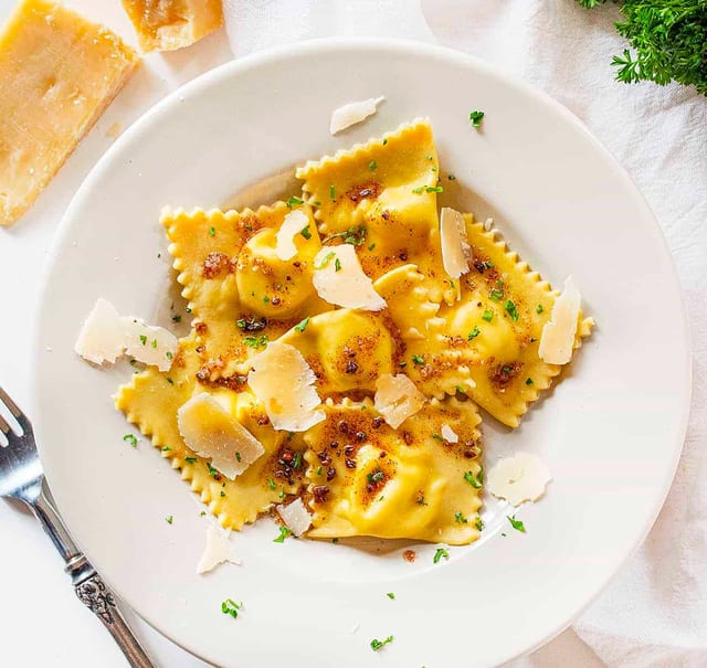 Kids Cheese Ravioli with Butter Sauce.