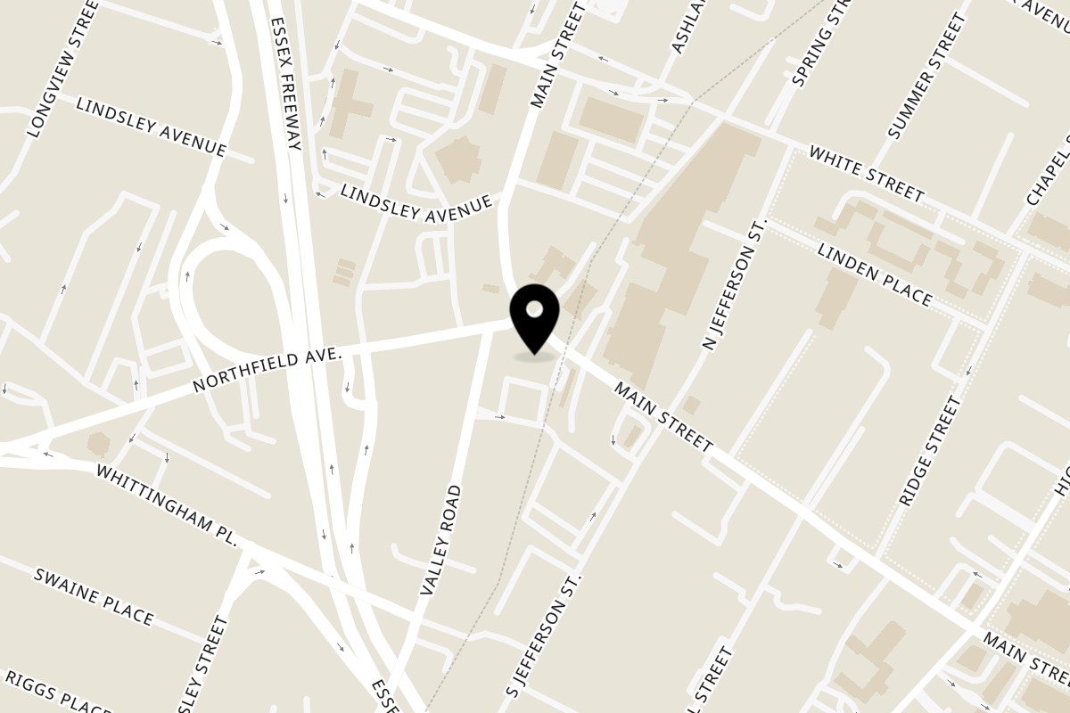 Map showing the location of Cocina Grill & Pizzeria on 10 Main St #5301 in West Orange